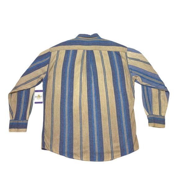 Vintage Northwest Territory Mens L Flannel Shirt Long Sleeve Blue Tan Stripe - Picture 2 of 16